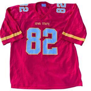 Vtg Iowa State Cyclones Jersey #82 Large IZAW NCAA Football Red 90s College